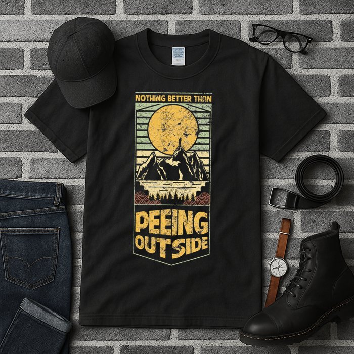 Nothing Better Than Peeing Outside Mountains Tall T-Shirt