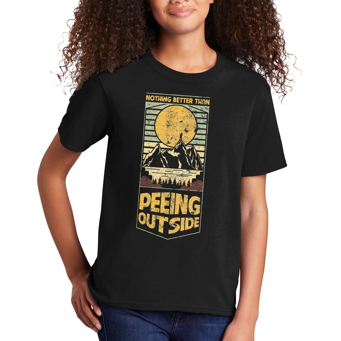 Nothing Better Than Peeing Outside Mountains Kids T-Shirt