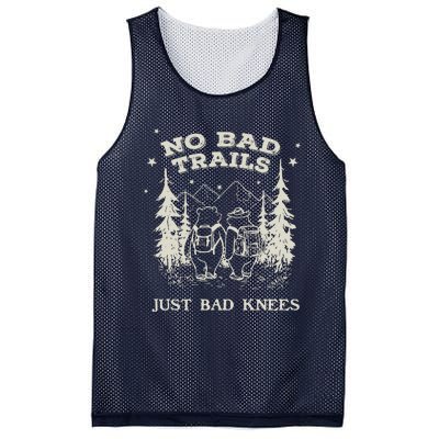 No Bad Trails Just Bad Knees Cute Bears Hiking Vintage Mesh Reversible Basketball Jersey Tank