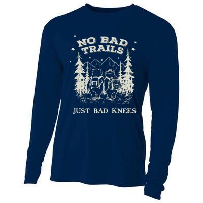 No Bad Trails Just Bad Knees Cute Bears Hiking Vintage Cooling Performance Long Sleeve Crew