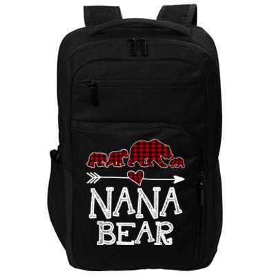 Nana Bear Three Cubs Red Plaid Mama Christmas Pajama Gift Impact Tech Backpack