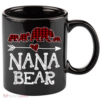 Nana Bear Three Cubs Red Plaid Mama Christmas Pajama Gift 11oz C Handle Ceramic Mug