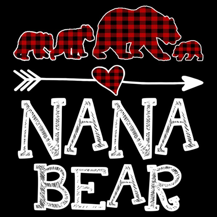 Nana Bear Three Cubs Red Plaid Mama Christmas Pajama Gift Drawstring Bag