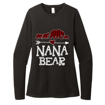 Nana Bear Three Cubs Red Plaid Mama Christmas Pajama Gift Womens CVC Long Sleeve Shirt