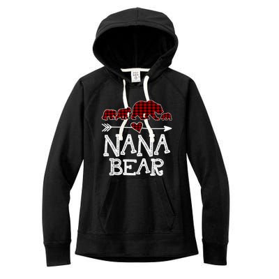 Nana Bear Three Cubs Red Plaid Mama Christmas Pajama Gift Women's Fleece Hoodie