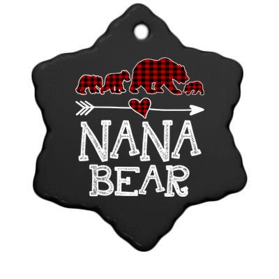 Nana Bear Three Cubs Red Plaid Mama Christmas Pajama Gift Ceramic Star Ornament