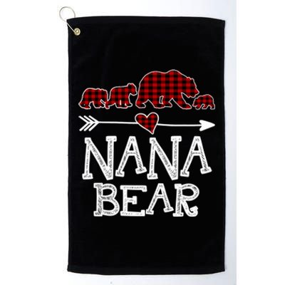 Nana Bear Three Cubs Red Plaid Mama Christmas Pajama Gift Platinum Collection Golf Towel