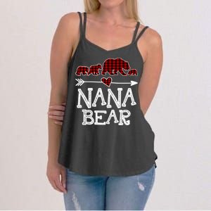 Nana Bear Three Cubs Red Plaid Mama Christmas Pajama Gift Women's Strappy Tank