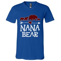 Nana Bear Three Cubs Red Plaid Mama Christmas Pajama Gift V-Neck T-Shirt