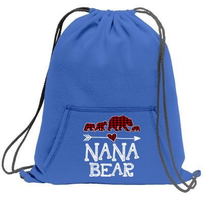 Nana Bear Three Cubs Red Plaid Mama Christmas Pajama Gift Sweatshirt Cinch Pack Bag