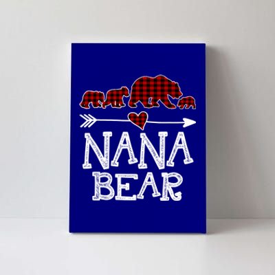 Nana Bear Three Cubs Red Plaid Mama Christmas Pajama Gift Canvas