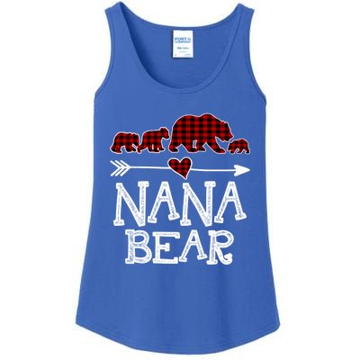 Nana Bear Three Cubs Red Plaid Mama Christmas Pajama Gift Ladies Essential Tank