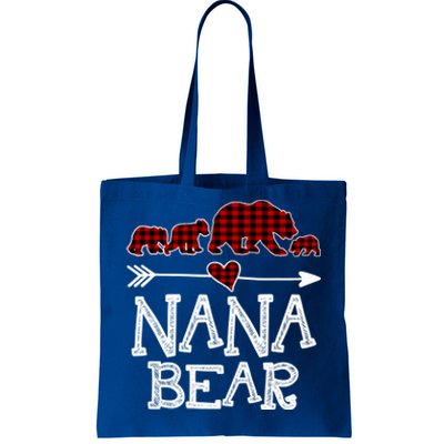 Nana Bear Three Cubs Red Plaid Mama Christmas Pajama Gift Tote Bag