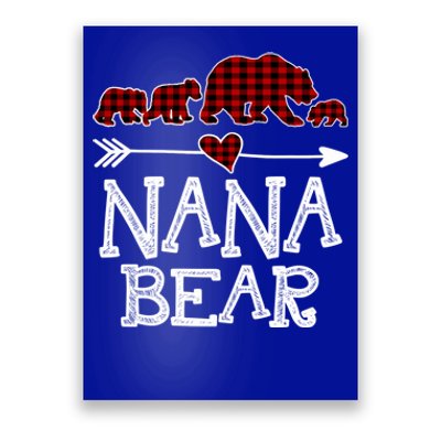 Nana Bear Three Cubs Red Plaid Mama Christmas Pajama Gift Poster