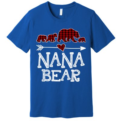 Nana Bear Three Cubs Red Plaid Mama Christmas Pajama Gift Premium T-Shirt
