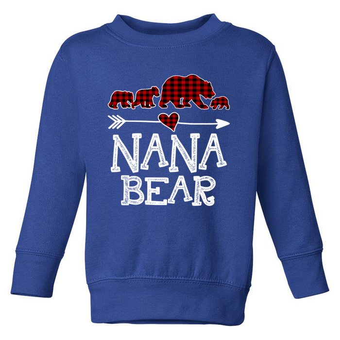 Nana Bear Three Cubs Red Plaid Mama Christmas Pajama Gift Toddler Sweatshirt