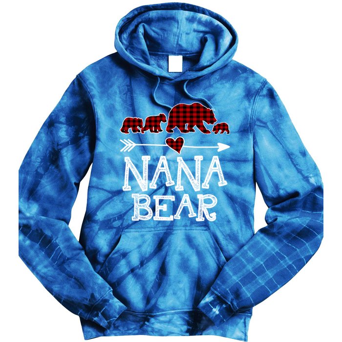 Nana Bear Three Cubs Red Plaid Mama Christmas Pajama Gift Tie Dye Hoodie