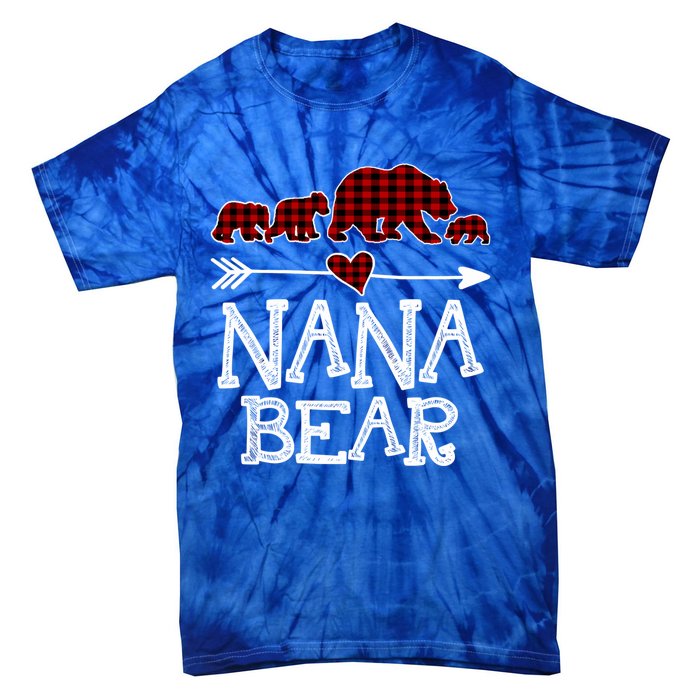 Nana Bear Three Cubs Red Plaid Mama Christmas Pajama Gift Tie-Dye T-Shirt