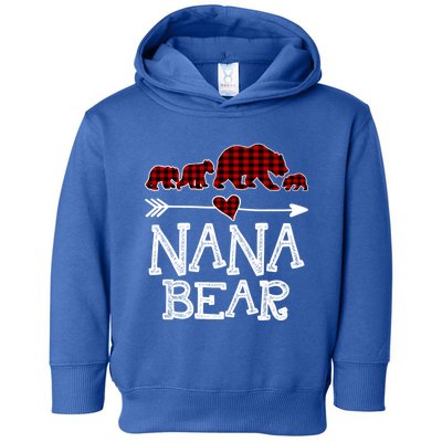 Nana Bear Three Cubs Red Plaid Mama Christmas Pajama Gift Toddler Hoodie