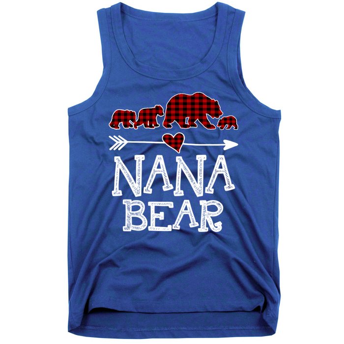 Nana Bear Three Cubs Red Plaid Mama Christmas Pajama Gift Tank Top