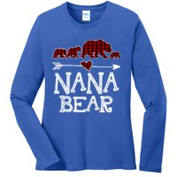 Nana Bear Three Cubs Red Plaid Mama Christmas Pajama Gift Ladies Long Sleeve Shirt