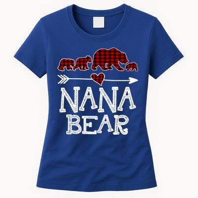 Nana Bear Three Cubs Red Plaid Mama Christmas Pajama Gift Womens T-Shirt