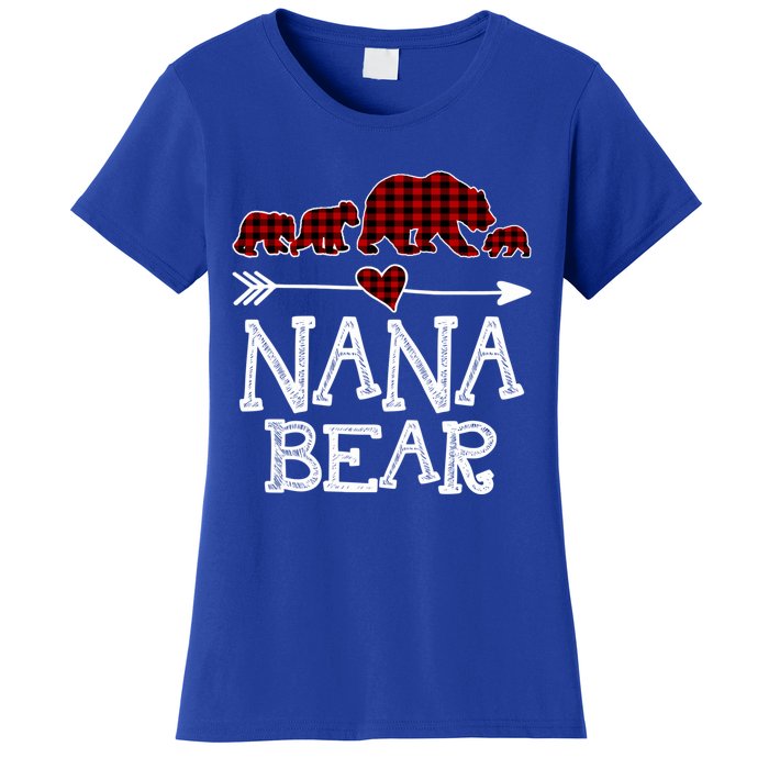 Nana Bear Three Cubs Red Plaid Mama Christmas Pajama Gift Women's T-Shirt