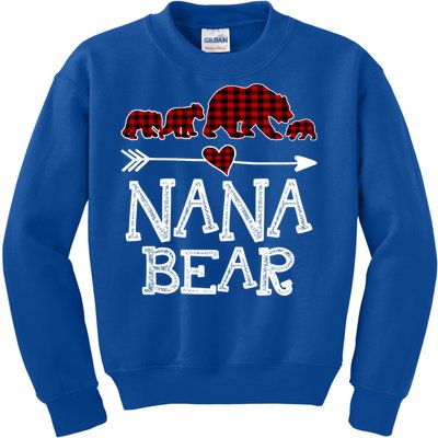 Nana Bear Three Cubs Red Plaid Mama Christmas Pajama Gift Kids Sweatshirt