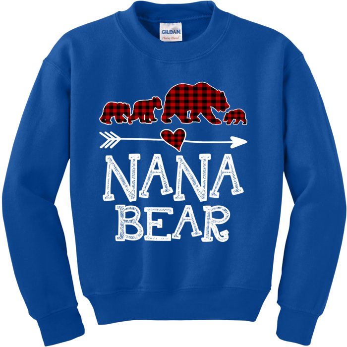 Nana Bear Three Cubs Red Plaid Mama Christmas Pajama Gift Kids Sweatshirt