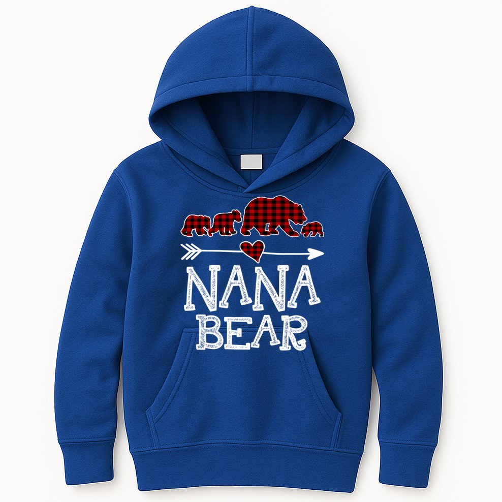 Nana Bear Three Cubs Red Plaid Mama Christmas Pajama Gift Kids Hoodie