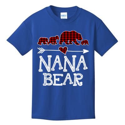 Nana Bear Three Cubs Red Plaid Mama Christmas Pajama Gift Kids T-Shirt