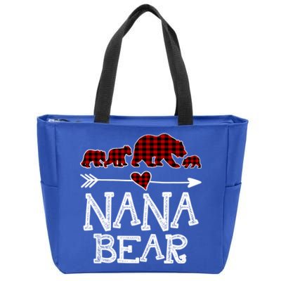 Nana Bear Three Cubs Red Plaid Mama Christmas Pajama Gift Zip Tote Bag