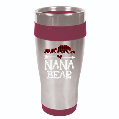 Nana Bear Three Cubs Red Plaid Mama Christmas Pajama Gift 16oz Travel Tumbler