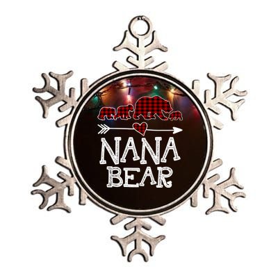 Nana Bear Three Cubs Red Plaid Mama Christmas Pajama Gift Metallic Star Ornament