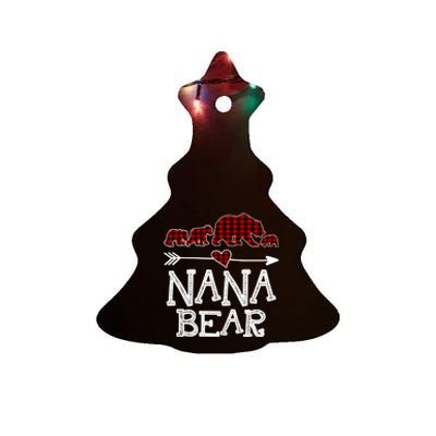 Nana Bear Three Cubs Red Plaid Mama Christmas Pajama Gift Ceramic Tree Ornament