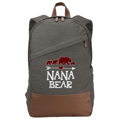 Nana Bear Three Cubs Red Plaid Mama Christmas Pajama Gift Cotton Canvas Backpack