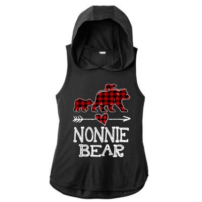 Nonnie Bear Two Cubs Red Plaid Nonnie Christmas Pajama Cute Gift Ladies PosiCharge Tri-Blend Wicking Draft Hoodie Tank