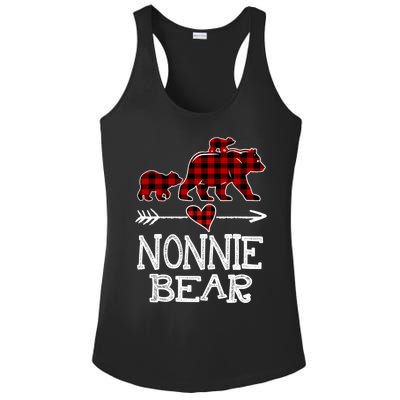 Nonnie Bear Two Cubs Red Plaid Nonnie Christmas Pajama Cute Gift Ladies PosiCharge Competitor Racerback Tank