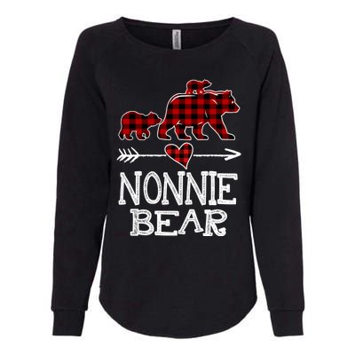 Nonnie Bear Two Cubs Red Plaid Nonnie Christmas Pajama Cute Gift Womens California Wash Sweatshirt