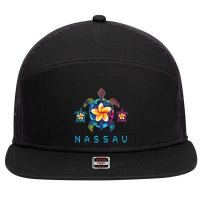 Nassau Bahamas Tribal Tie Dye Sea Turtle 7 Panel Mesh Trucker Snapback Hat