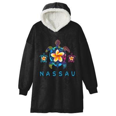 Nassau Bahamas Tribal Tie Dye Sea Turtle Hooded Wearable Blanket