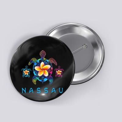 Nassau Bahamas Tribal Tie Dye Sea Turtle Button