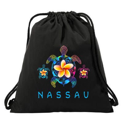 Nassau Bahamas Tribal Tie Dye Sea Turtle Drawstring Bag