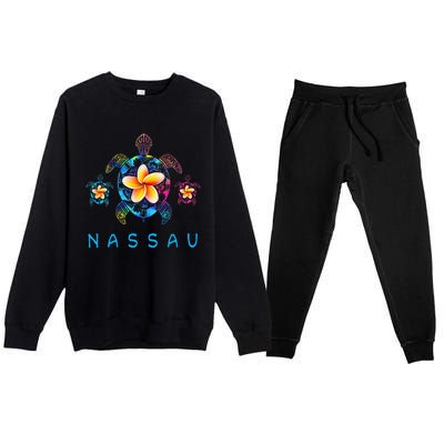 Nassau Bahamas Tribal Tie Dye Sea Turtle Premium Crewneck Sweatsuit Set