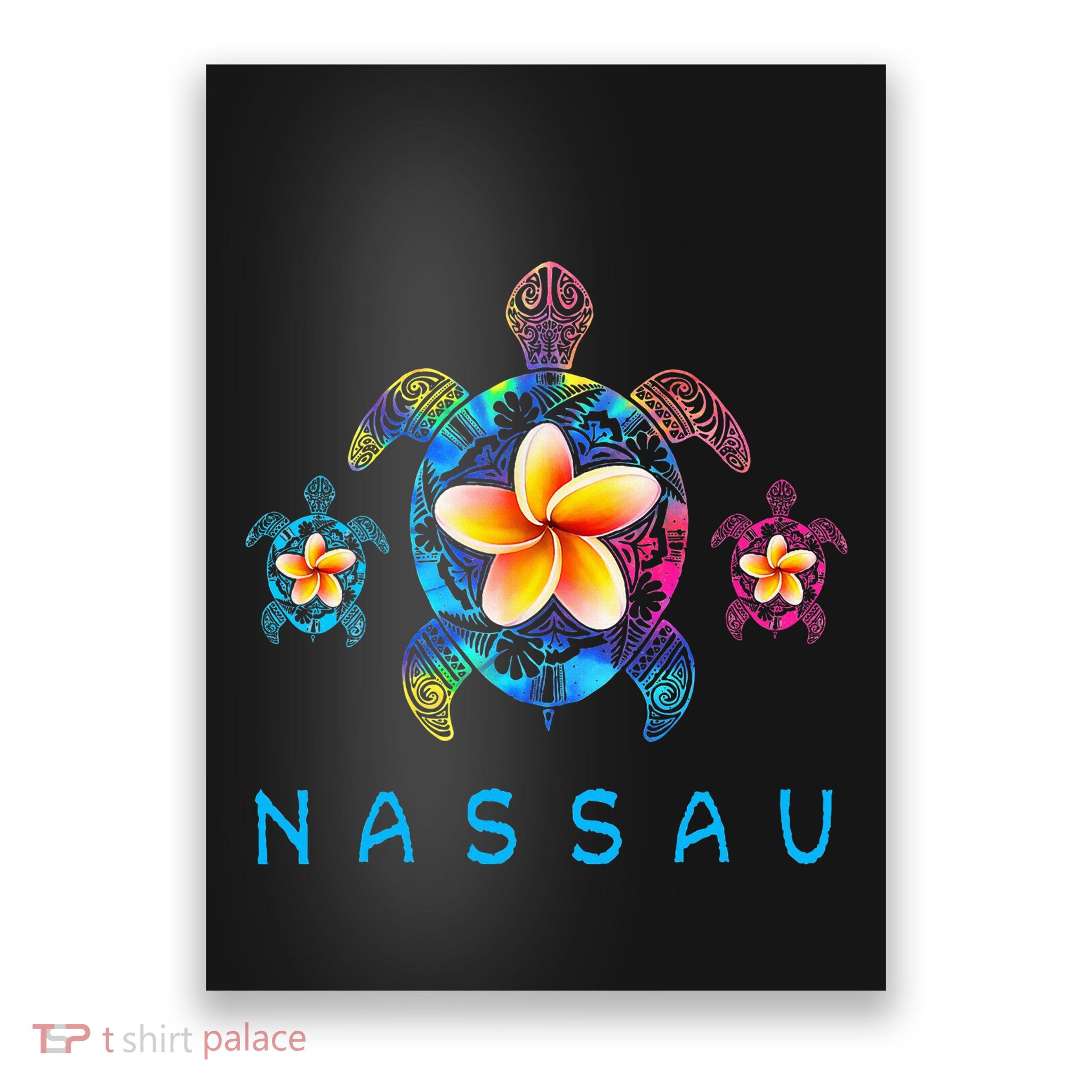 Nassau Bahamas Tribal Tie Dye Sea Turtle Poster