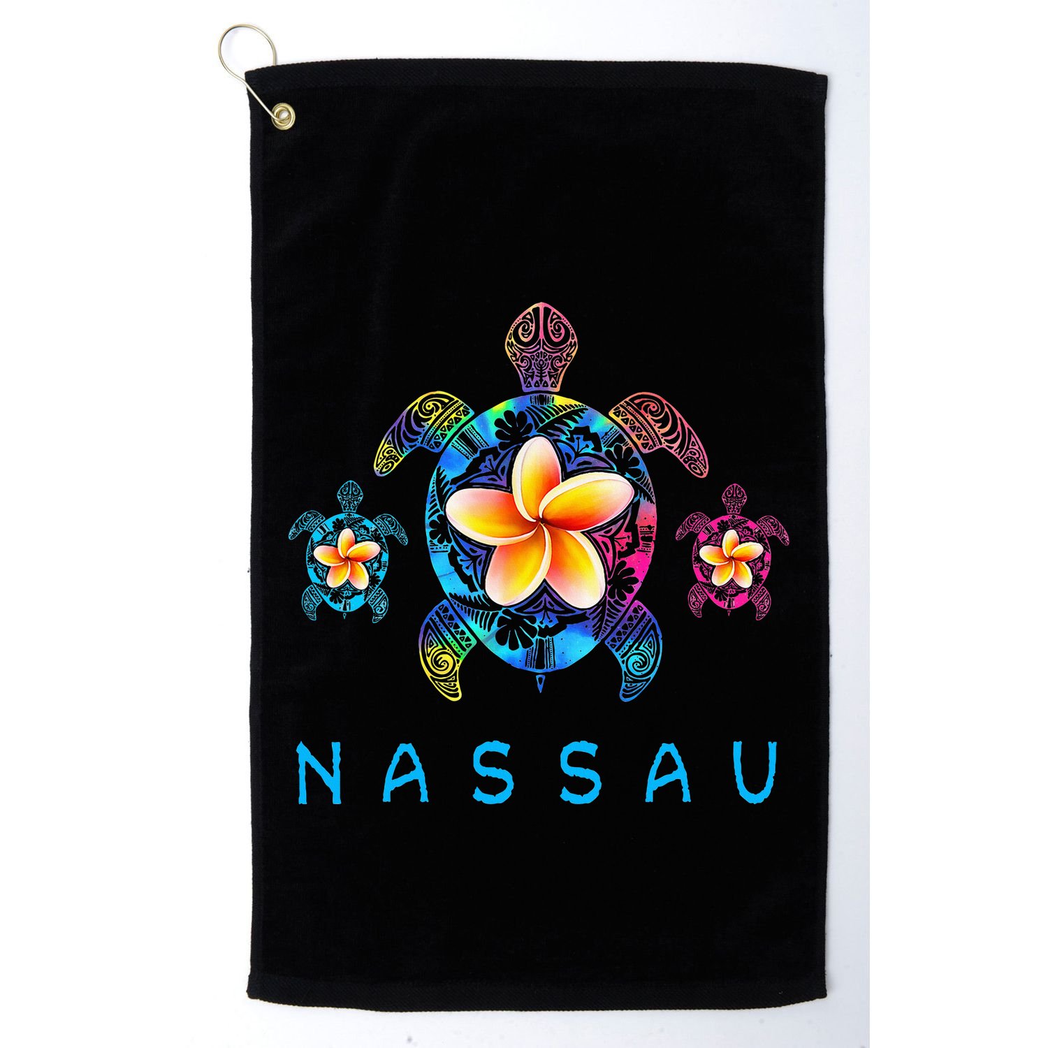 Nassau Bahamas Tribal Tie Dye Sea Turtle Golf Towel