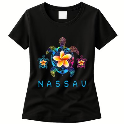 Nassau Bahamas Tribal Tie Dye Sea Turtle Womens T-Shirt