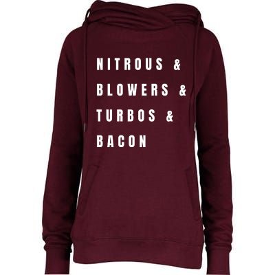 Nitrous & Blowers & Turbos & Bacon Womens Funnel Neck Pullover Hood