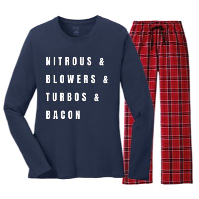 Nitrous & Blowers & Turbos & Bacon Women's Long Sleeve Flannel Pajama Set 