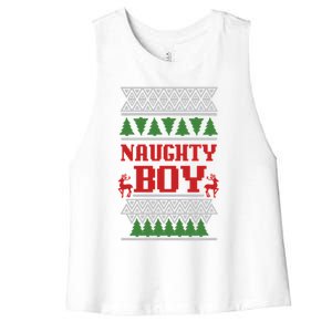 Naughty Boy Ugly Christmas Women's Racerback Cropped Tank